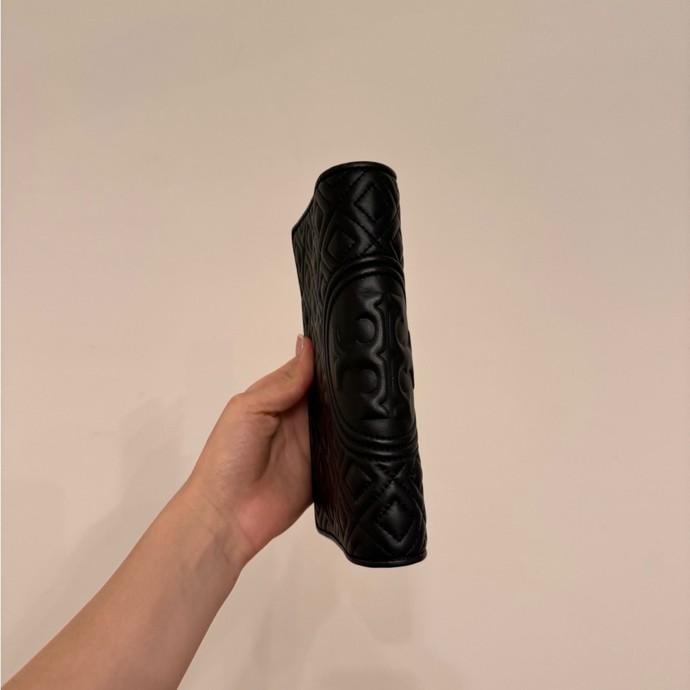 Tory Burch Fleming Wallet Black Quilted Chain Crossbody Bag - Picture 12 of 16